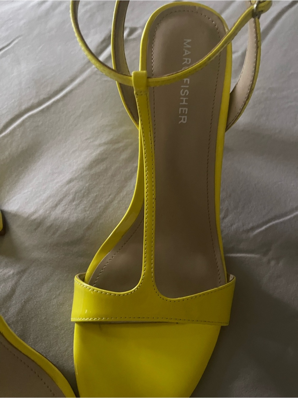 Marc Fisher Bright Yellow T-Strap Sandals